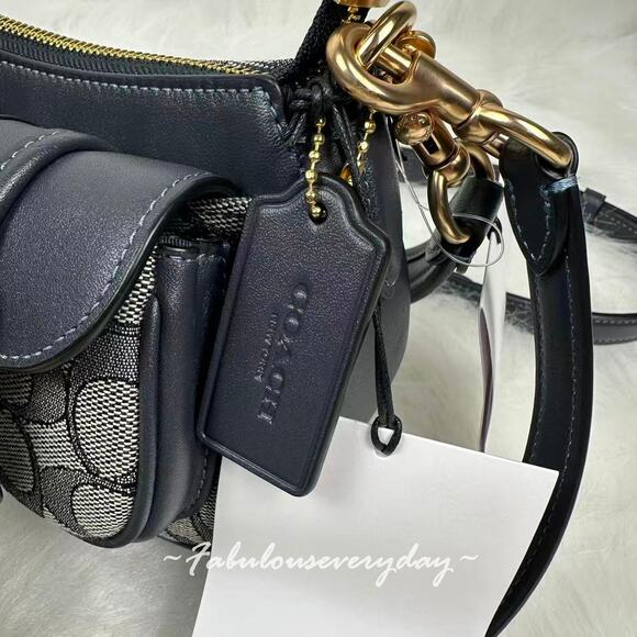 COACH Ashton Shoulder/Crossbody Bag Signature Jacquard CBJ00 Midnight Navy NWT - Picture 9 of 10